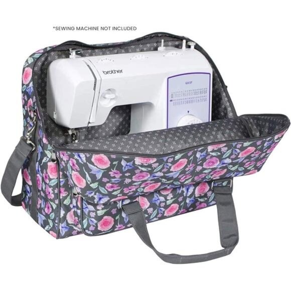 Deluxe Universal Sewing Machine Case Pink Floral - Portable